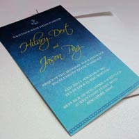 Navy Ombre Single Wedding Invitation Cards