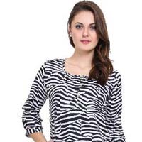 Women  Strip Print  Pearl Button 34th Sleeves  Ladies Tops