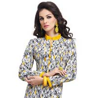 Daily wear Yellow Coloured Viscose Stitched Kurti