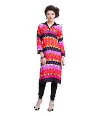 Pink Coloured Viscose Stitched Printed Kurti