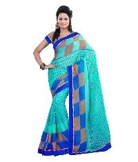 Turquoise Georgette Printed Saree