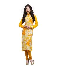 Yellow  Coloured Viscose Stitched Kurti