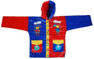 R-1021-1002-2 BLUE AND RED SHINY PVC VINYL KIDS RAIN WEATHERPROOF JACK