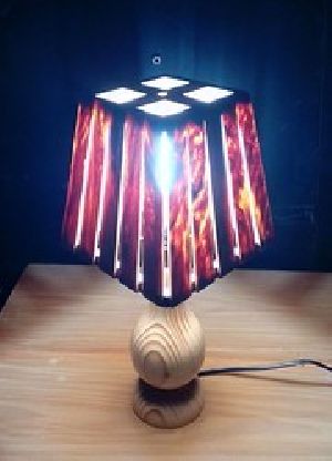 Wooden Small Square Slitz Table Lamp