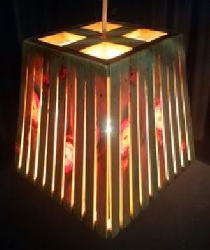 Wooden Square Hanging Light With Slit