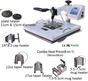 Plain  Digital  8 In 1 Combo Heat Press Machine