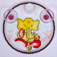 Decorative Glass Pooja Thali