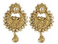 Indian Beautiful Antique Gold Polished Earrings For Girls & Women