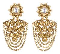 Indian Beautiful Antique Gold Polished With Kundan Stone Earrings
