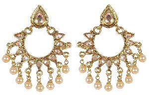 Indian Beautiful Antique Gold Polished WithPearl Earrings