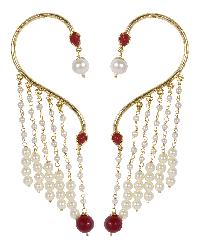Indian Fashionable Pearl Stone Ear Cuff Earrings For Women