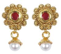 Indian Tradition GoldPlated Small Pearl Drop Earrings For Women