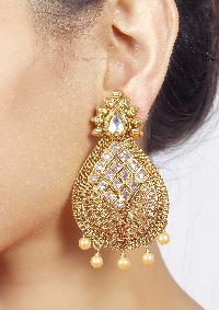 Indian Traditional GoldPlated With Pearl Drop Earrings For Women