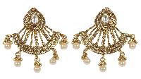 Indian Traditional Style Ear Cuff Antique Polished With Pearl Earrings For Girls