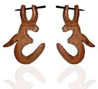 Wooden Om Earrings