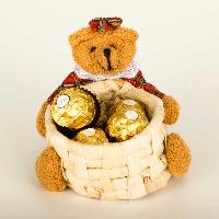Giftease Wrap Around Teddy With&iuml;&iquest;&frac12; 5 Ferrero Rocher Chocolates