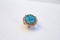 Emerald  Copper Antique Handmade Ring Blue