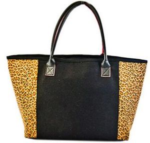 Tote Bag Leopard Grain and Black Color Nylex Shopping Bag