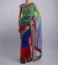 embroidered net sarees