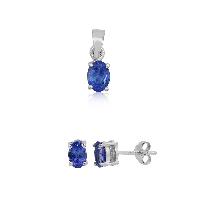 1.76Ct 925 Sterling Silver Blue Tanzanite Stone Stud Earring,Pendent J