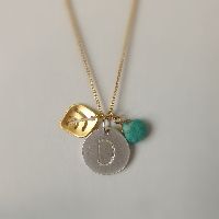 Two Tone Initial Leaf Necklace