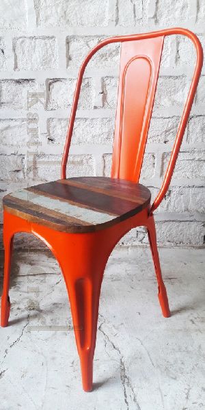 Metal Tolix Chair With Wooden Top
