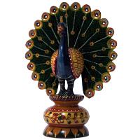 Mysore Handicraft White Wood 300 gms multi colour handicraft gift item wooden peacock
