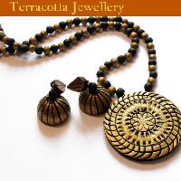 Terracotta Black and Gold Pendant Jewellery