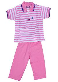 Boys Pink Polo T-Shirt & Capri Set