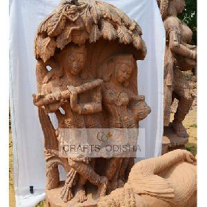 Sandstone Radha Krishna sanding statue