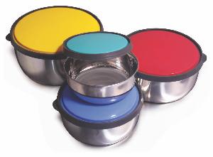 4 Pcs Coloured Lid Fresca Bowl Set