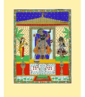 Srinathji The Dark-Hued Divine Art Prints On Silk