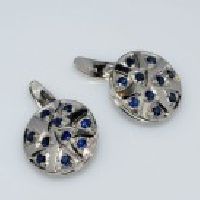 925 Sterling Silver Blue Sapphire Gemstone Men's Cufflink