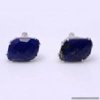 925 Sterling Silver Lapis Lazuli Gemstone Men's Cufflink