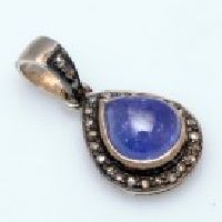 925 Sterling Silver Tanzanite & Diamond Gemstone Pendant