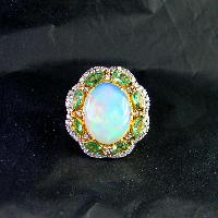 Opal Emerald & Diamond RIng