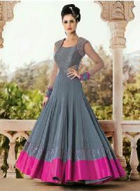 Grey And Pink Georgette Anarkali Suits