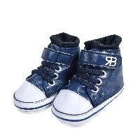 Baby Soft Canvas Long Shoes/Booties - Navy Blue