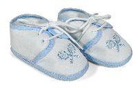 White Blue Babys World Soft Booties