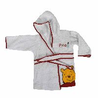 Pooh Print Hooded Bathrobe - White