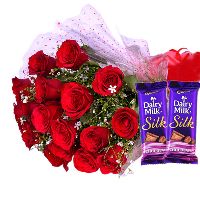 Chocolaty Treats Red Blooms roses