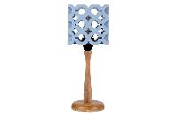 Wooden Jali table lamp - Blue