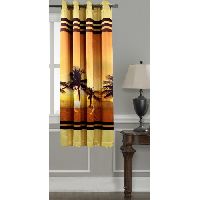 Lushomes Digitally Printed Beach Polyester Blackout Windows Curtains