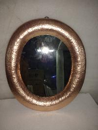 6007 Oval Shaped Hammered Copper Mirror