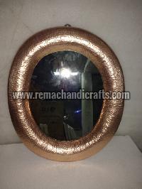 6007 Oval Shaped Hammered Copper Mirror