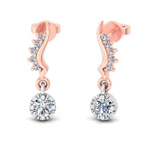 14kt Rose Gold Long Drop Diamond Earrings