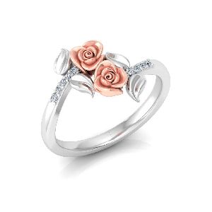 White Gold Elegant Fancy Rose Diamond Ring