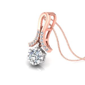 Rose Gold Diamond Pendant with 0.25 Ct Solitaire