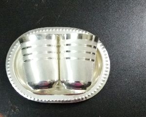 Silver Plated Glass With Tray