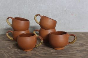 terracotta tea cup with Cane Craft